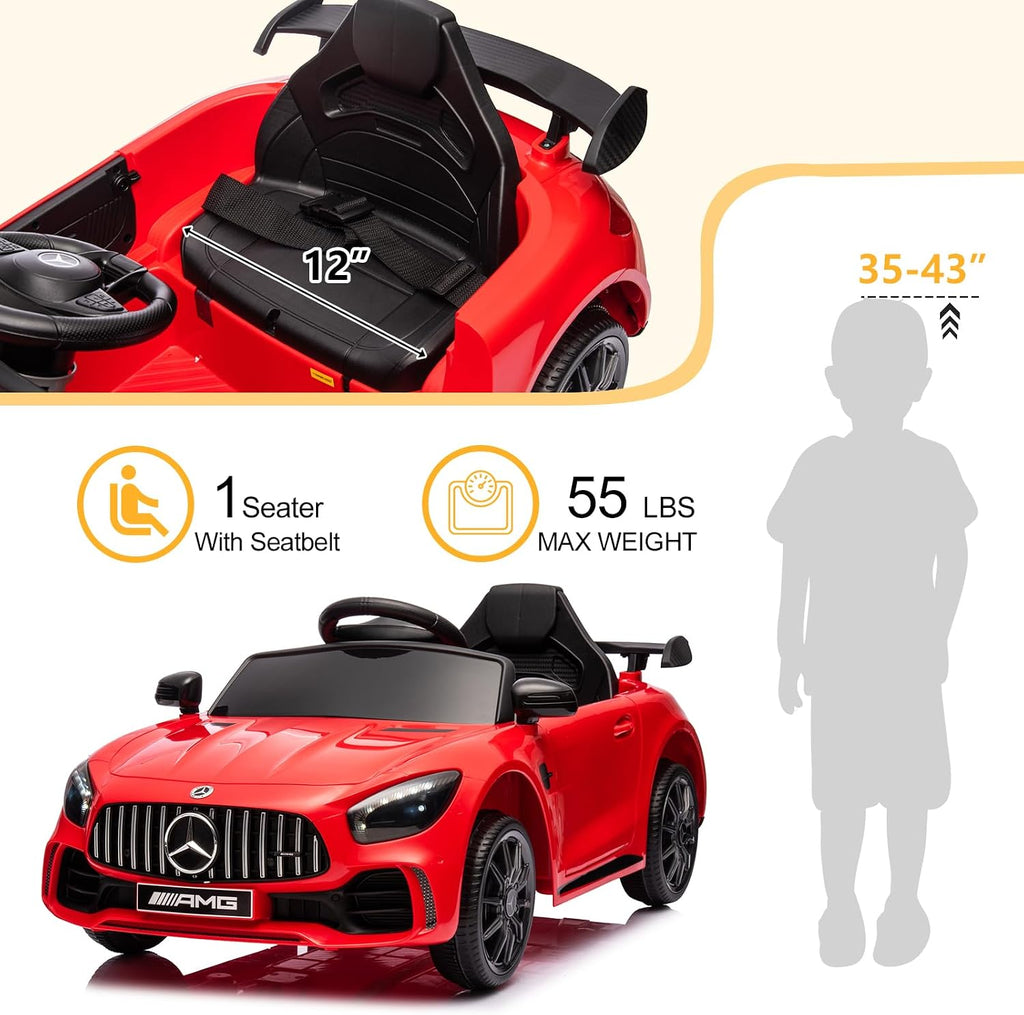 12V Licensed Mercedes Benz AMG GTR Kids Ride on Electric Car, Red