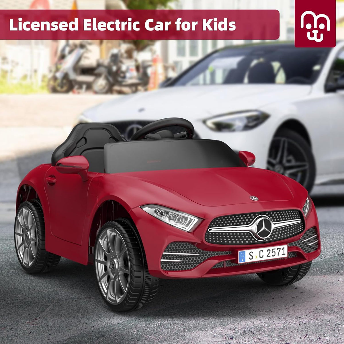 12V Licensed Electric Car with Remote Control, Kids Ride on Car with Bluetooth Music Player, 3.1MPH Max Speed, Battery Powered Toddler Roadster Birthday Gift for Boy and Girl-Deep Red