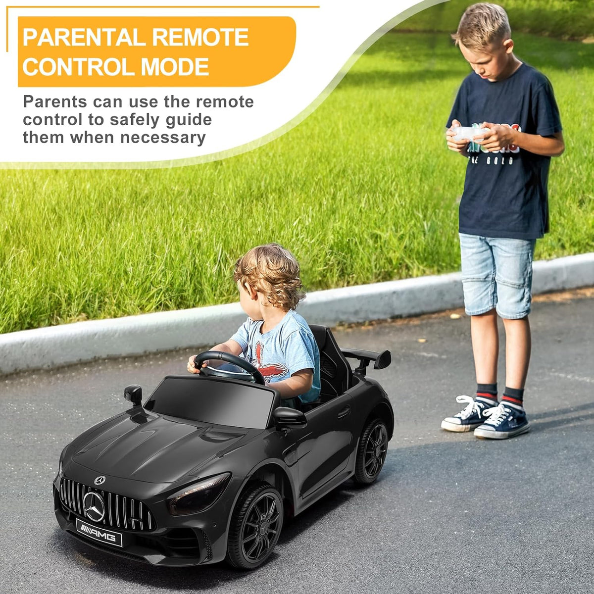12V Licensed Mercedes Benz AMG GTR Kids Ride on Electric Car, Black