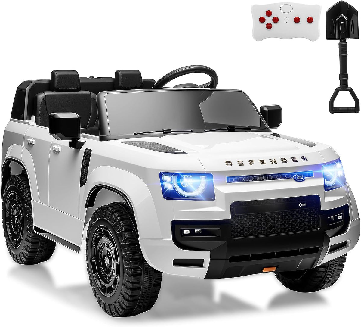 24V Licensed Land Rover Ride on Toys for Kids 1-8, 2-Seater, Remote, White