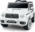 Licensed Mercedes-Benz AMG G63 Ride on Toys,Electric Car for Kids W/Parents Control,Electric Powered G Wagon Ride on Truck Toy,Low Battery Prompt,Bluetooth,Flickering Lights/Led Lights, White
