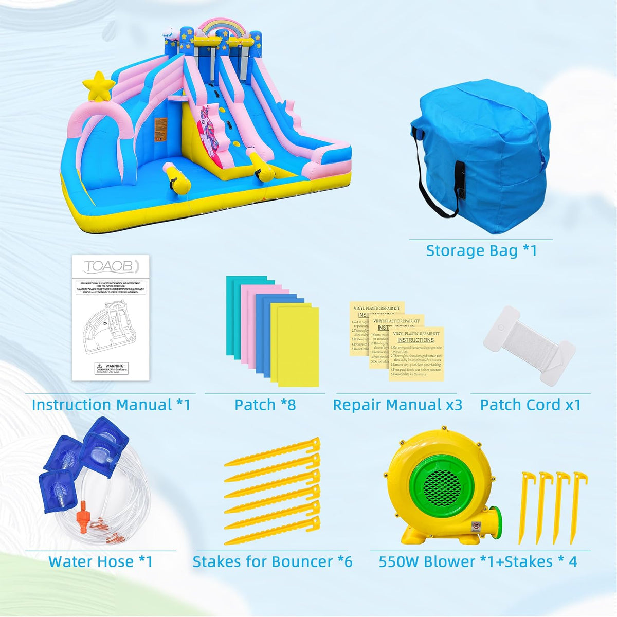 6 in 1 Inflatable Water Slide Bounce House for Kids Backyard