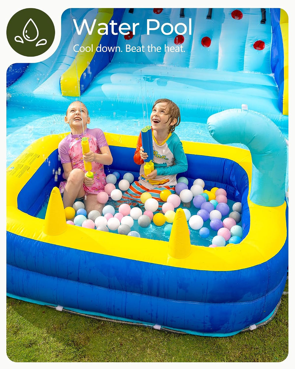 Inflatable Water Slide Bounce House for Big Kids Backyard W/Pools