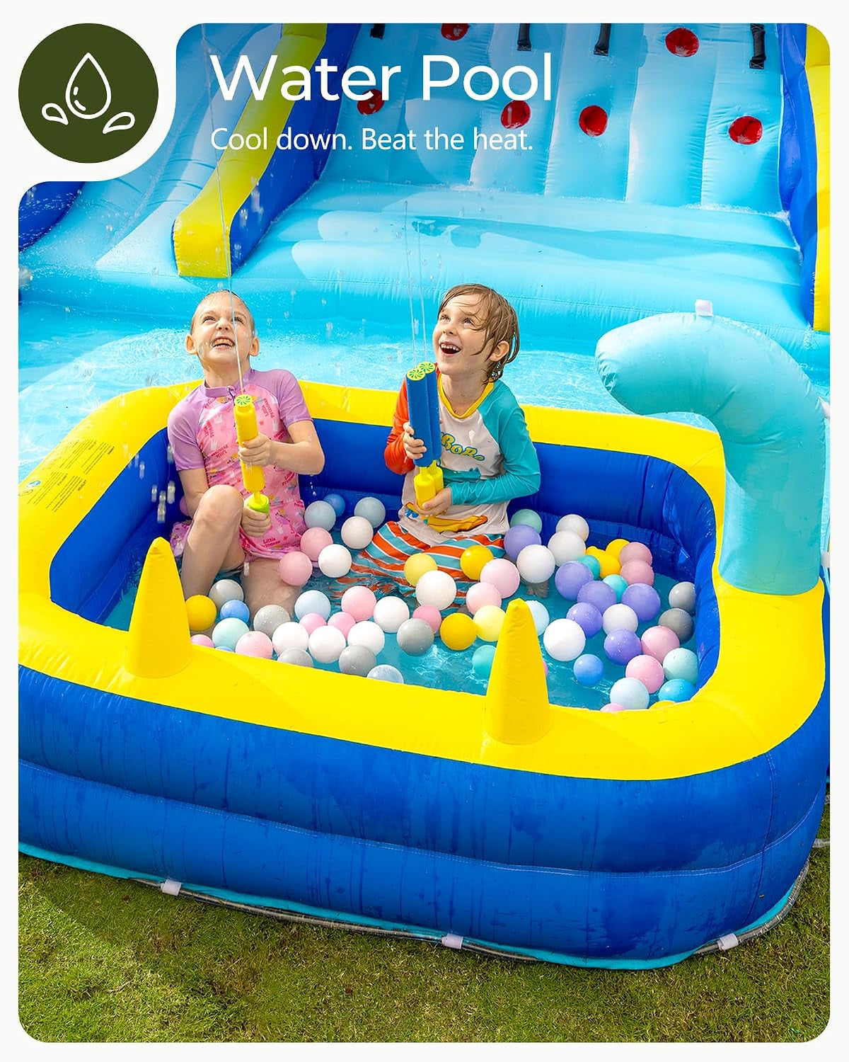 Inflatable Water Slide Bounce House for Big Kids Backyard W/Pools