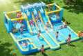 Inflatable Bounce House Water Slide, 3 Slides & 2 Bouncers 10-In-1 Water Slide Park Bounce House with 950W Blower, Bouncy Castle for Kids Backyard Party Outdoor, with Water Gun, Splash Pool