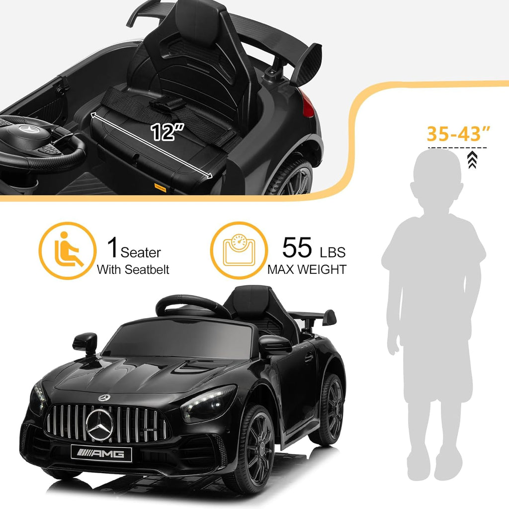 12V Licensed Mercedes Benz AMG GTR Kids Ride on Electric Car, Black