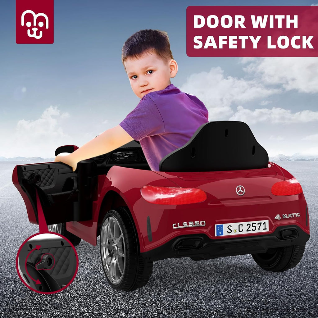 12V Licensed Electric Car with Remote Control, Kids Ride on Car with Bluetooth Music Player, 3.1MPH Max Speed, Battery Powered Toddler Roadster Birthday Gift for Boy and Girl-Deep Red
