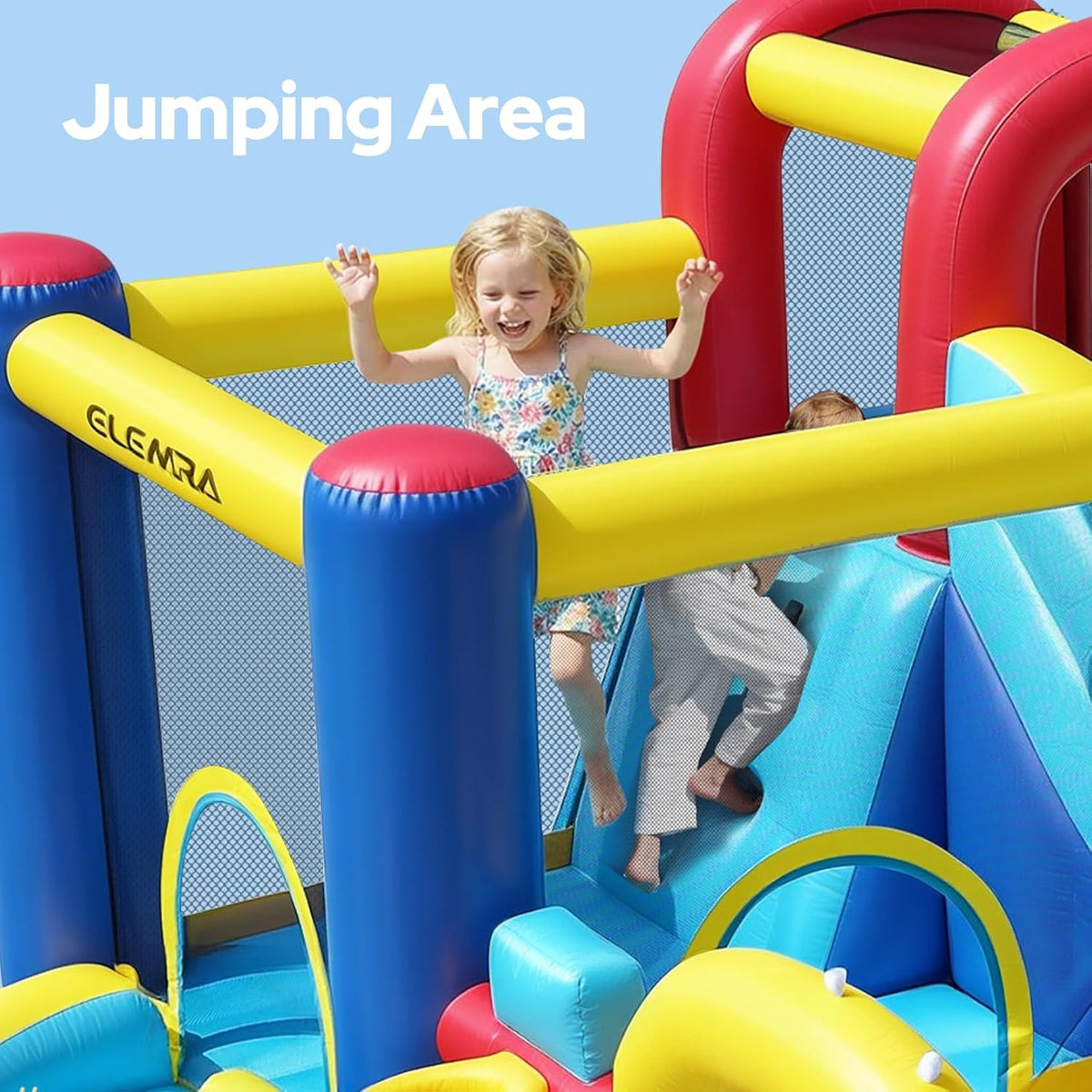 10 in 1 Inflatable Water Slide Bounce House, Inflatable Bounce House with Blower, Dual Slides & Climbing Walls & Ring-Toss Game & 2 Water Guns, Splash Pool, Blow up Water Slide with Blower