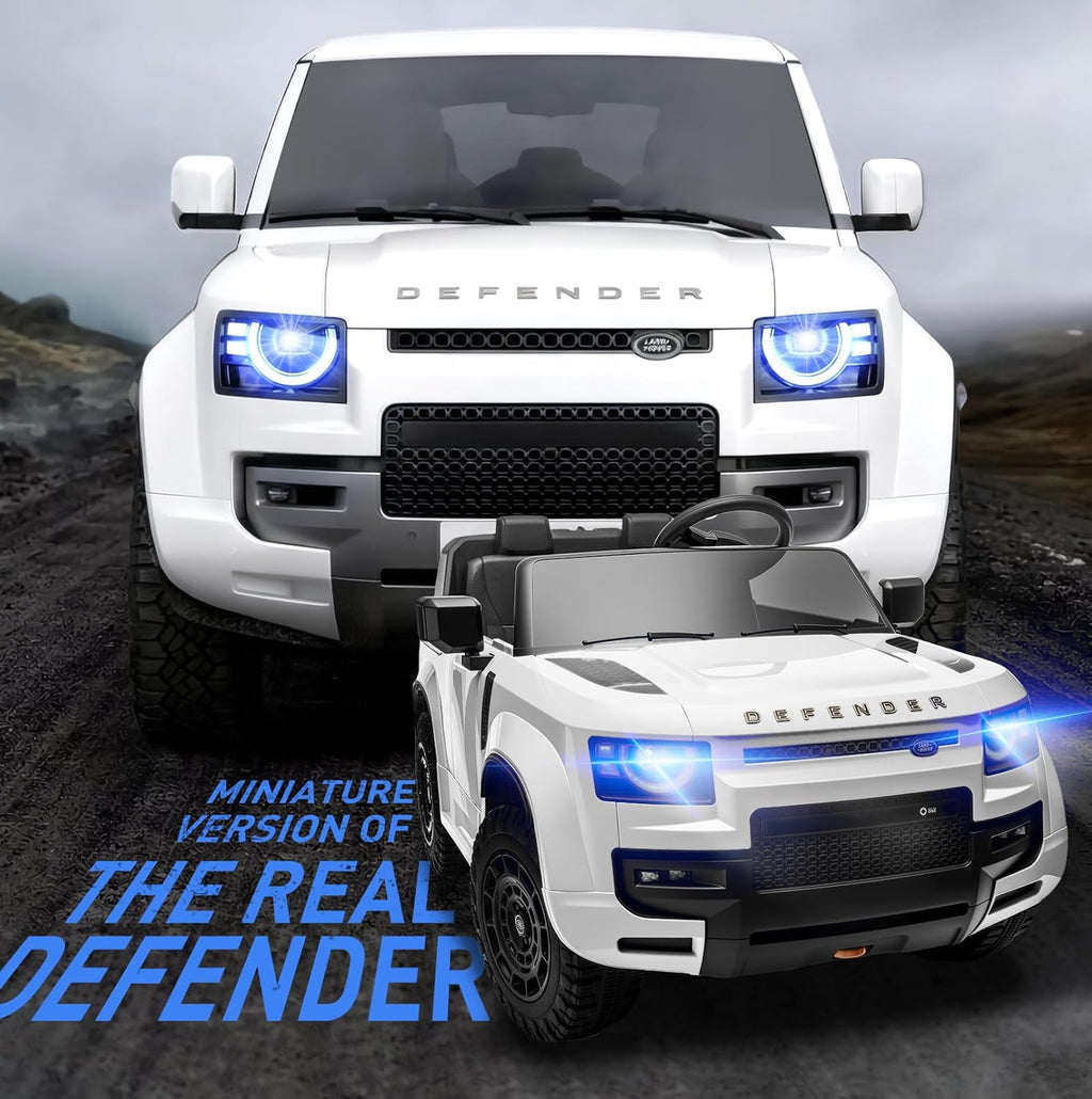 24V Licensed Land Rover Ride on Toys for Kids 1-8, 2-Seater, Remote, White
