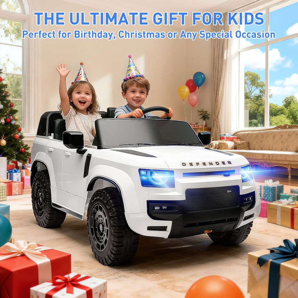 24V Licensed Land Rover Ride on Toys for Kids 1-8, 2-Seater, Remote, White